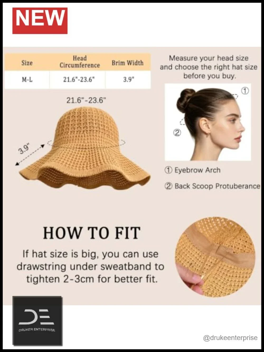 Handwoven Straw Sun Hat with UV Protection, Packable Floppy Wide Brim